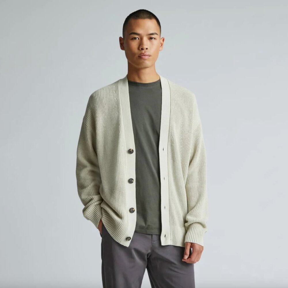 Everlane Pelican Ribbed Cardigan